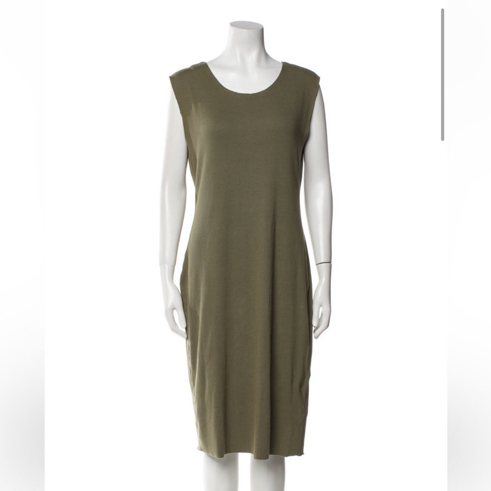 RAQUEL ALLEGRA Green column Midi Dress Crew Neck, sz 3 (US L)